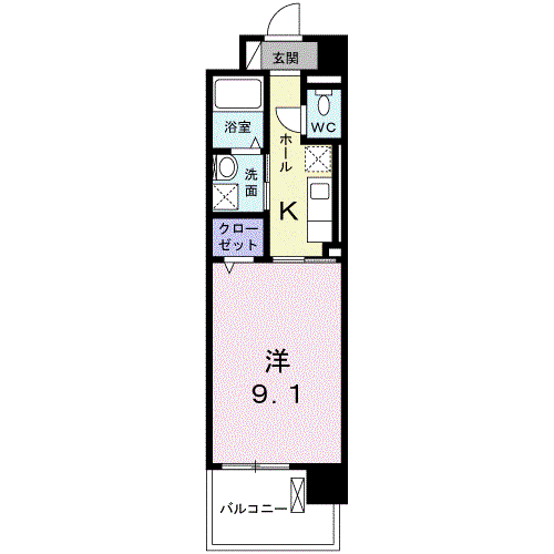 セントラルヒルズ昭和町(1K/4階)の間取り写真