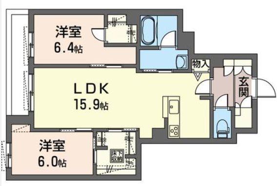 SAINT GRACE(2LDK/1階)の間取り写真