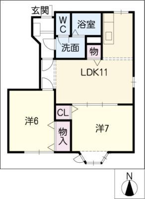 ルルススA(2LDK/1階)の間取り写真