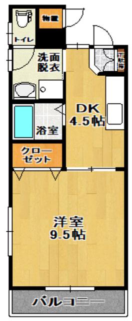 ヒルズ21A(1DK/2階)の間取り写真