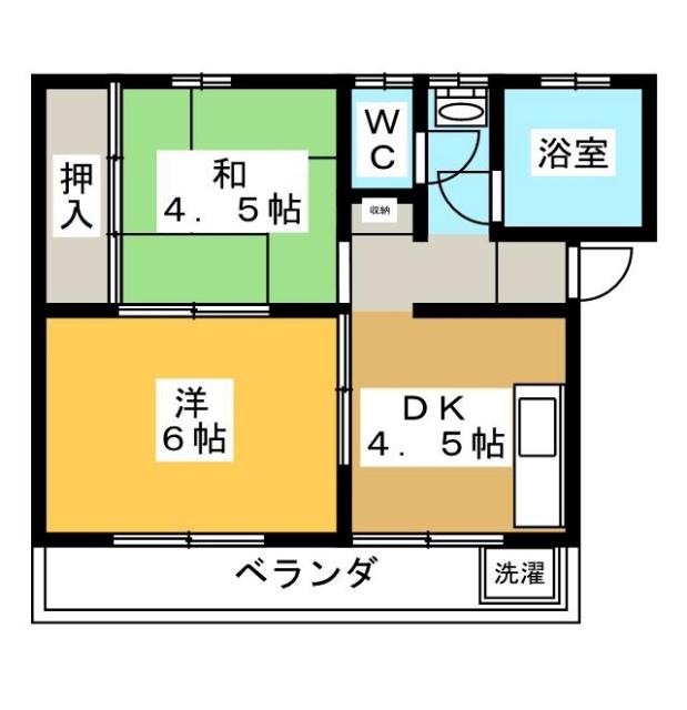コーポ日置(2DK/2階)の間取り写真