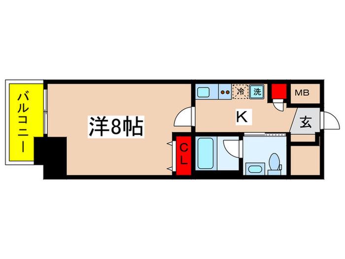 プライムアーバン新百合ヶ丘(1K/2階)の間取り写真