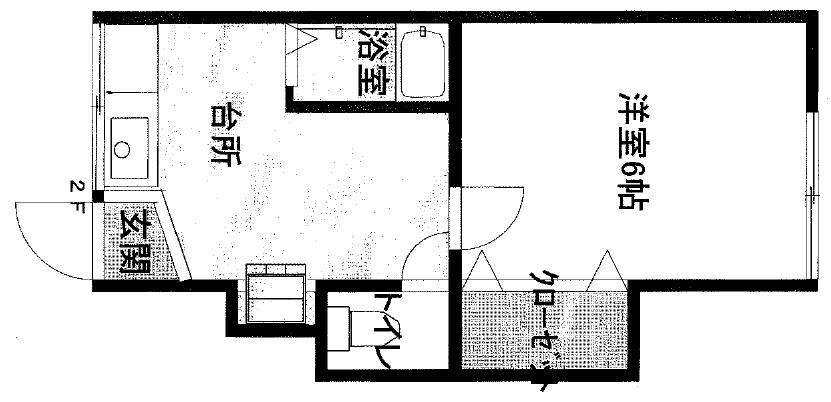 コーポ栄(1K/2階)の間取り写真