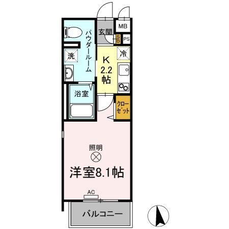 フォレスタ岡山医大南(1K/1階)の間取り写真