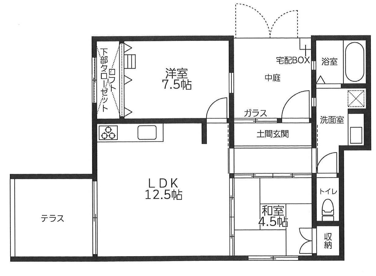 イーリスカルテット(2LDK/1階)の間取り写真