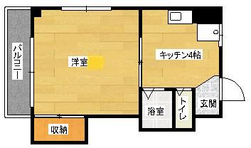 ヴィラ丸本(1DK/3階)の間取り写真
