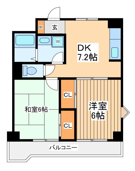 野原府中コーポ(2DK/3階)の間取り写真