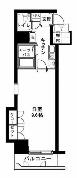 メインステージ日本橋箱崎(1K/3階)の間取り写真