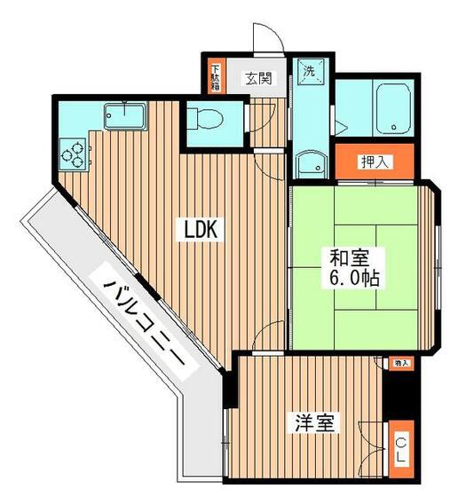 サンガーデンリーガル PARTI(2LDK/6階)の間取り写真