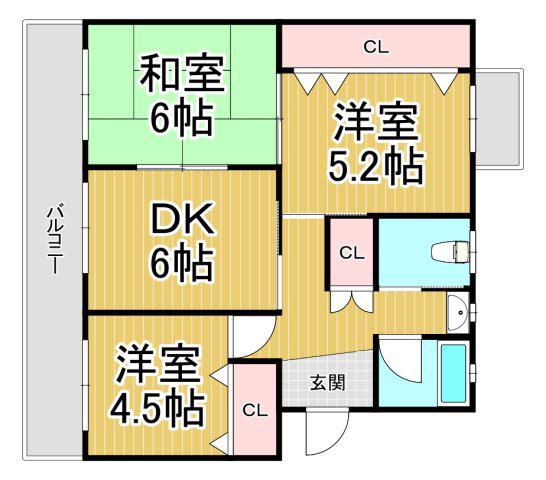 御園団地四号棟(3DK/5階)の間取り写真