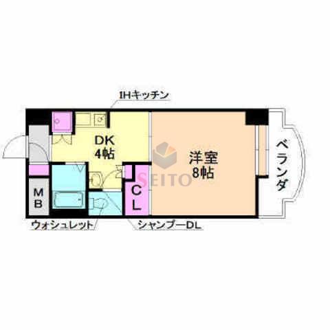 ブランコート豊中(1DK/6階)の間取り写真