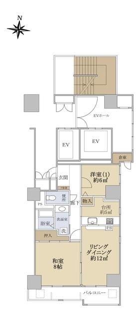 RICイーストコート8番街1番館(2LDK/2階)の間取り写真
