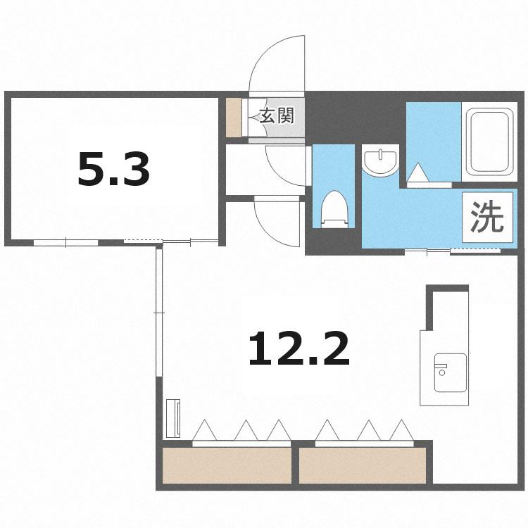 BLANC CASSE南9条(1LDK/2階)の間取り写真