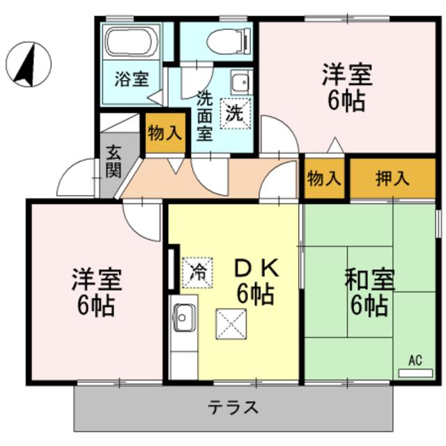 メゾンクレール(3DK/1階)の間取り写真