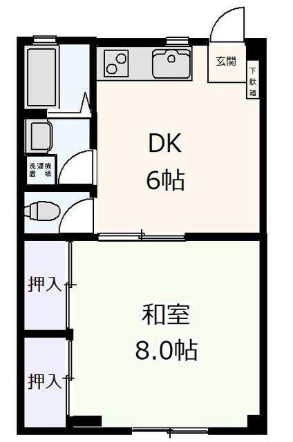 ハイツ田中(1DK/1階)の間取り写真