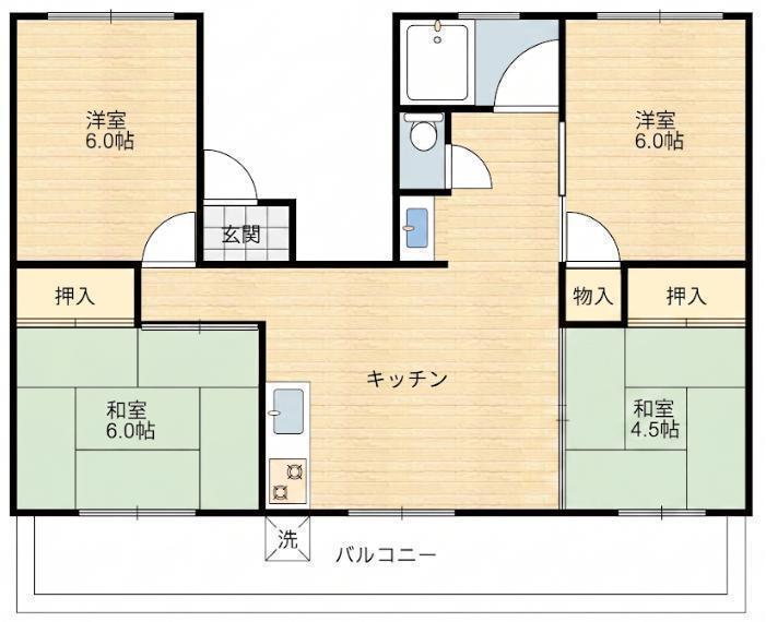 田中マンション(4DK/1階)の間取り写真