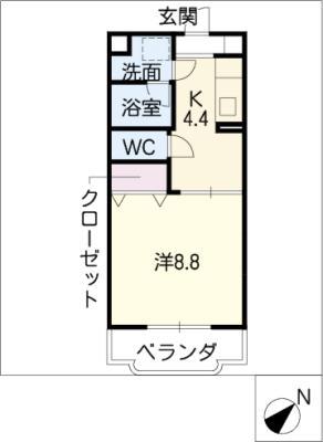 ラフォレノアール(1K/2階)の間取り写真