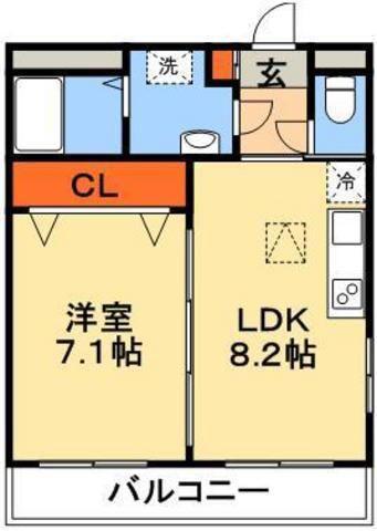 ルネス本八幡南(1LDK/4階)の間取り写真