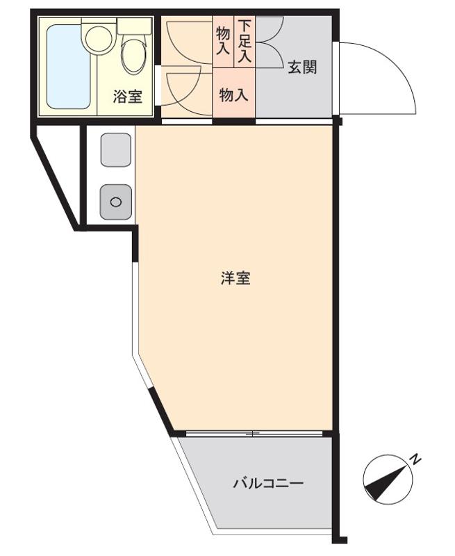 ポケットハイツ本厚木(ワンルーム/2階)の間取り写真
