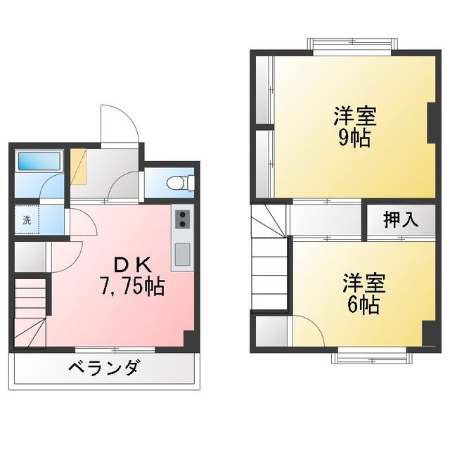メゾン飛鳥(2DK/2階)の間取り写真