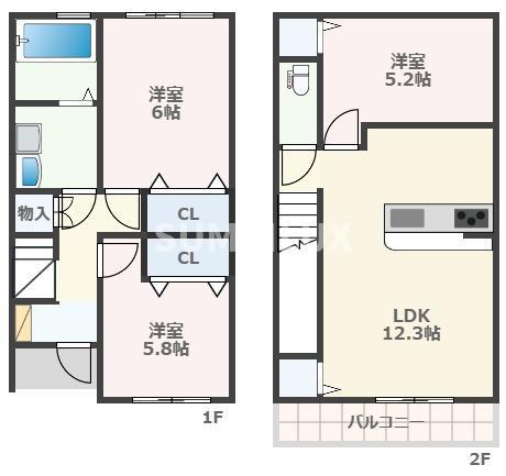 グランシティ御船I(3LDK/1階)の間取り写真