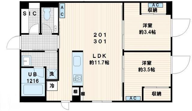 MUVA YOYOGI(2LDK/3階)の間取り写真