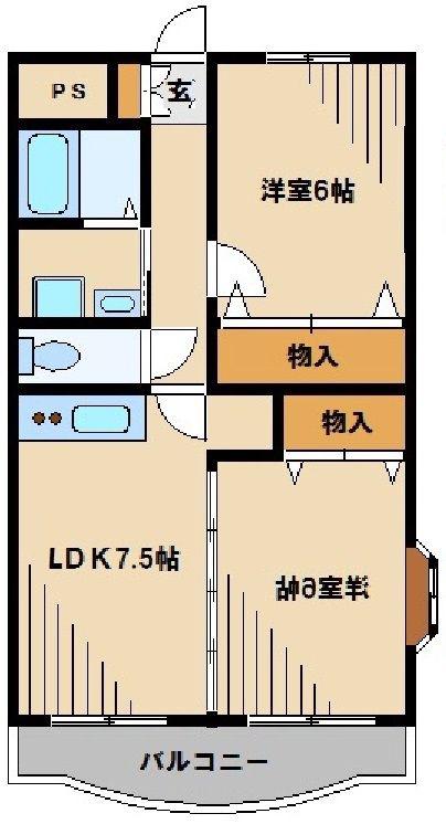 ベルハイム(2DK/4階)の間取り写真
