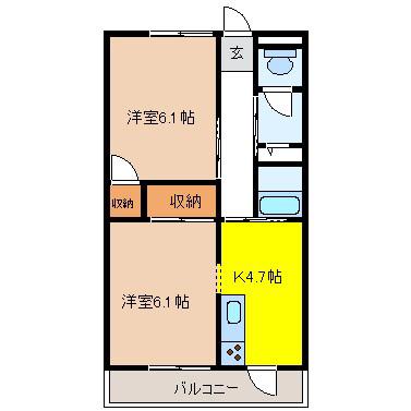 シバタマンション(2DK/1階)の間取り写真