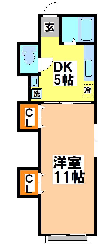 リバーサイドハウスA(1DK/2階)の間取り写真