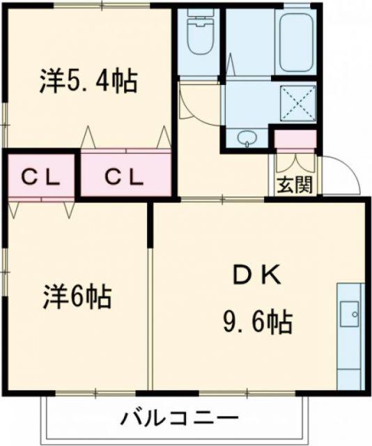 グランデール太賀(2LDK/2階)の間取り写真