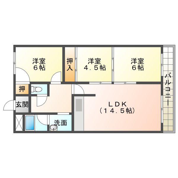 沼ノ端ハイツB(3LDK/2階)の間取り写真