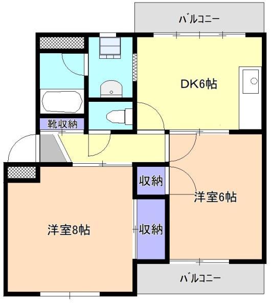 パークハイム青葉(2DK/1階)の間取り写真