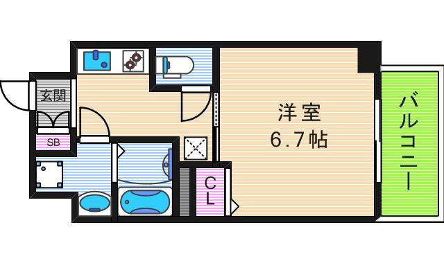 レオンコンフォート上本町(1K/13階)の間取り写真