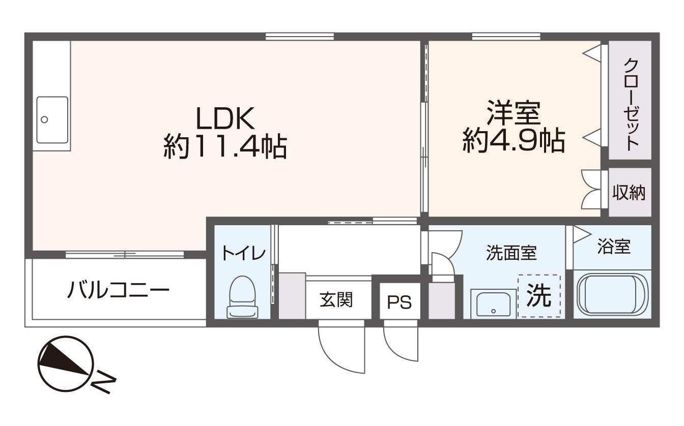 CLASS-A 長瀬(1LDK/2階)の間取り写真