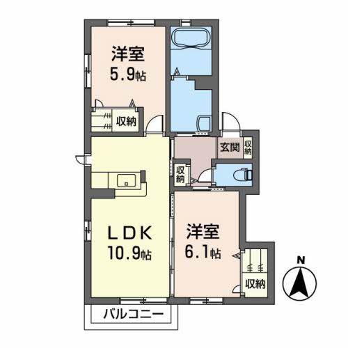 ドミトリースズキD(2LDK/2階)の間取り写真