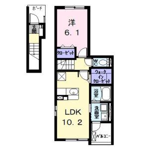 エスポワール高畑(1LDK/2階)の間取り写真