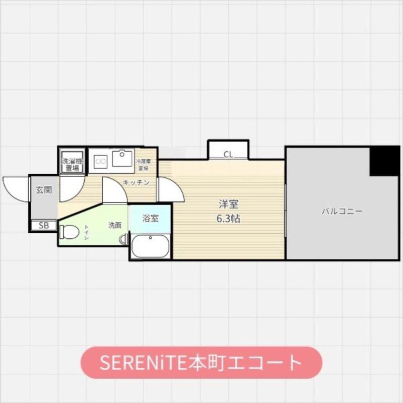 SERENITE本町エコート(1K/7階)の間取り写真
