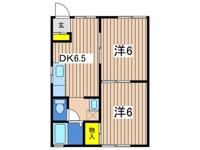 ウィズ山手(2DK/1階)の間取り写真