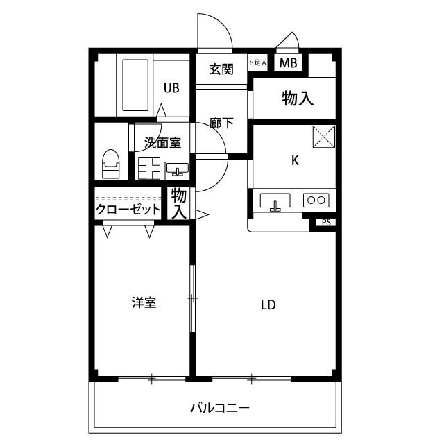 アンプルールフェールオリゾン(1LDK/1階)の間取り写真