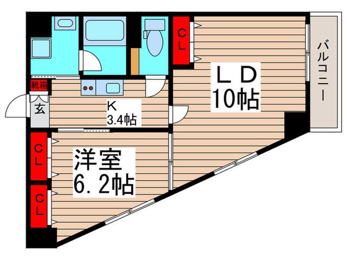 レオステーションフロント鬼越(1LDK/4階)の間取り写真
