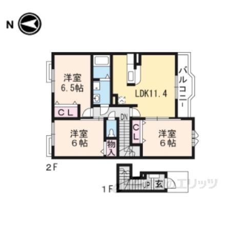 サニーヒル今津Ⅱ(3LDK/2階)の間取り写真