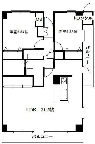 ラフィーネ八千代(2LDK/3階)の間取り写真