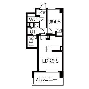 オープンレジデンシア金山(1LDK/2階)の間取り写真