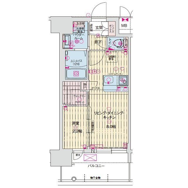 ソルテラスOSAKA GATE(1LDK/4階)の間取り写真