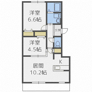 セントポーリアシェリル(2LDK/4階)の間取り写真