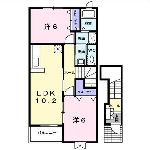 フレッサI(2LDK/2階)の間取り写真