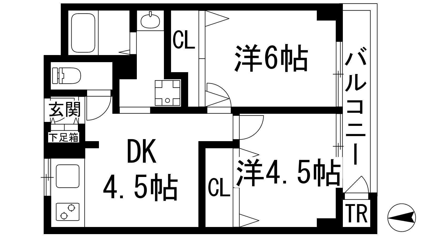 岩伸宝塚ファミールB棟(2DK/1階)の間取り写真