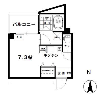 クエスト(ワンルーム/4階)の間取り写真