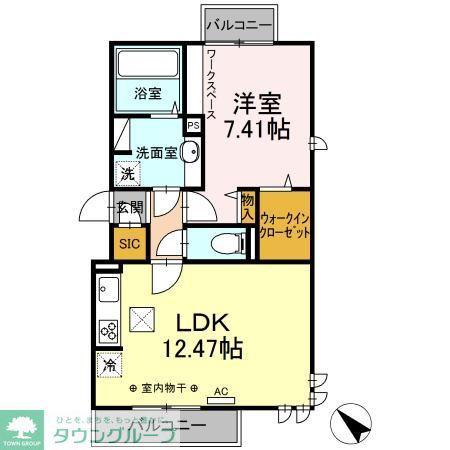 LAPIS上星川(1LDK/2階)の間取り写真
