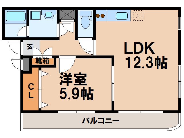 レジデンスT&K(1LDK/2階)の間取り写真